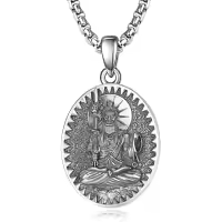 wholesale 925 Sterling Silver Zodiacl Bodhisattva Pendant Necklaces Wholesale  Buddha Talisman Protection Jewelry for Men with 24+2 Round Chain-Acala-Chicken