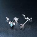 wholesale 925 Sterling Silver Hypoallergenic Blue Opal Bat Stud Earrings for Women Girls - Halloween Gothic Animal s-0-2