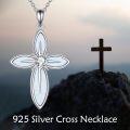 wholesale Sterling Silver Opal Cross Necklace for Women Men Religious Jewelry Gift-0-11