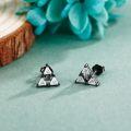 wholesale 925 Sterling Silver Triangular Pyramid Stud Earrings with Clear Cubic Zirconia and Black Accents-0-3
