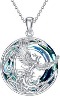 wholesale 925 Sterling Silver Round Crystal Phoenix Bird Pendant Necklace Gift for Women-Phoenix Necklace