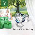 wholesale Tree Of Life Open Ring 925 Sterling Silver With Blue Circle Crystal Initial W Adjustable Ring Birthday Jewelry For Women -0-1