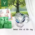 TOUPOP Sterling Silver Blue Crystal Adjustable Initial Ring For Women-0-1