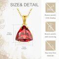 wholesale 14K Gold Red Garnet Triangular Pendant Necklace with Chain - 3 Stones Total Length: 27cm (16 + Extender)-0-3