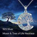 wholesale 925 Sterling Silver Tree of Life Moon Abalone Shell Inlay Necklace Faith Jewelry-0-1
