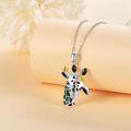 wholesale 925 Sterling Silver Giraffe Pendant Necklace with Green Crystal Accents for Women Girls Mothers Day Gift-0-2
