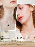 wholesale 925 Sterling Silver Flower-Shaped Black Freshwater Pearl Pendant Necklace with Cubic Zirconia Accents-0-1