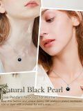 wholesale 925 Sterling Silver Flower-Shaped Black Freshwater Pearl Pendant Necklace with Cubic Zirconia Accents-0-1
