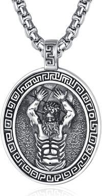 wholesale 925 Sterling Silver Greek God Amulet Pendant Necklace  with 24 Rolo Chain-Atlas