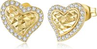 wholesale 14K Gold Heart-Shaped CZ Stud Earrings - Minimalist 14K Gold for Her-A-Heart