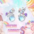 wholesale 925 Sterling Silver Unicorn Moonstone Stud Hoop Earrings for Girls and Women-0-2