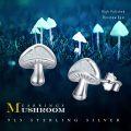wholesale 925 Sterling Silver Opal Mushroom Stud Earrings for Women - Sparkly White Stone -0-5