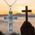 wholesale 925 Sterling Silver Turquoise Rose Cross Pendant Necklace for Men & Women-0-5