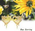 wholesale Gold Honeycomb Heart with Bees 925 Sterling Silver Stud Earrings for Women - Christmas Gift Idea-0-4