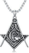 wholesale Masonic Necklace For Women Men 925 Sterling Silver Celtic Knot Masonic Pendant Freemason Free And Accepted Necklace Freemasonary Gift For Christmas Father Brother Son -0-0