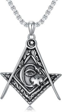 wholesale 925 Sterling Silver Masonic Eye of Providence Pendant Necklace  for Men & Women Freemasonry s-B Masonic Necklace