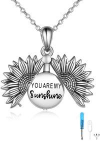 wholesale Sterling Silver Sunflower Cremation Jewelry Urn Necklace for Ashes-Vintage Silver