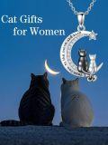 wholesale TOUPOP Cat Necklace For Women 1/2/3 Cats 925 Sterling Silver Engraved Cat On The Moon Pendant Birthday Anniversary Holiday Gift For Cat Lovers -0-2