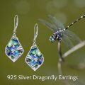 wholesale 925 Sterling Silver Abalone Shell Dragonfly Teardrop Dangle Earrings-0-5