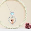 wholesale 925 Sterling Silver Heart-Shaped Moonstone Fox Pendant Necklace for Women Gifts-0-1