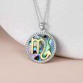 wholesale 925 Sterling Silver Scorpio Zodiac Abalone Shell & Cubic Zirconia Pendant Necklace-0-1