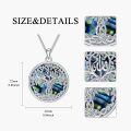 wholesale 925 Sterling Silver Tree of Life Round Pendant with Abalone Shell Inlay and Arabic Calligraphy for Men Women - Islamic Muslim s-0-4