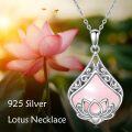 wholesale 925 Sterling Silver Blue Moonstone Lotus Pendant Necklaces for Women-0-7