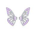 wholesale 925 Sterling Silver Butterfly Wing Cubic Zirconia White Gold Plated Stud Earrings-0-4