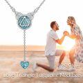 wholesale 925 Sterling Silver & Turquoise Stone Celtic Knot Heart Pendant Necklace for Women-0-2
