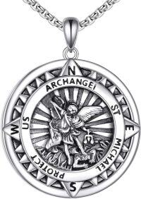 wholesale 925 Sterling Silver Archangel Michael Pendant Necklace  Religious Protection Jewelry for Men Women 47cm Chain Length-Saint Michael