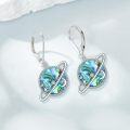 wholesale 925 Sterling Silver Abalone Shell Saturn Planet Leverback Drop Earrings-0-1