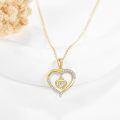 wholesale 14k Yellow Gold Heart Pendant With Lab Diamond Details And Heart Centerpiece Necklace-0-2