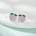 wholesale 925 Sterling Silver Heart-Shaped Pink and White Crystal Stud Earrings - Fashionable Jewelry for Women-0-2