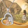wholesale 925 Sterling Silver Heart-Shaped Lion and Girl Pendant Necklace for Women Girls-0-5