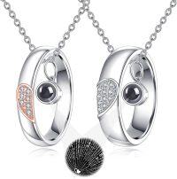 wholesale 925 Sterling Silver Couples Best Friends Forever Heart Yin-Yang Sun-Moon Mountain Wave Pendant Necklaces-Ring