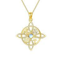 wholesale 925 Sterling Silver Moissanite Witches Knot Necklace Witch Jewelry for Women-A-Moonstone(Yellow Gold Plated)-A-Moonstone(Yellow Gold Plated)