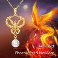 wholesale 14k Gold Phoenix Pendant Necklace With White Pearl Drop For Women-0-4