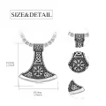 wholesale 925 Sterling Silver Norse Jewelry - Viking Axe with Vegvisir & Tree of Life Pendants Necklaces Wholesale for Men Women -0-1