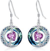 wholesale Sterling Silver Blue Crystal Moon Star Earrings Valentine s Birthday Anniversary Gifts for Women-10-October-Pink Tourmaline