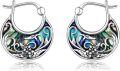 wholesale 925 Sterling Silver Abalone Shell Floral Hoop Earrings - Trendy Birthday Gifts for Her-0-0