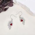 wholesale 925 Sterling Silver Red Crystal Angel & Devil Wing Heart Drop Earrings for Women-0-3