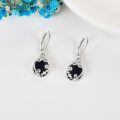 wholesale 925 Sterling Silver Black Enamel Drop Earrings Wholesale With Filigree Design-0-1