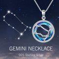 wholesale 925 Sterling Silver Blue Crystal Star Constellation Pendant Necklaces for Women Astrology Gifts-0-3