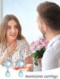 wholesale 925 Sterling Silver Rainbow Moonstone Teardrop Leverback Dangle Earrings for Women-0-2