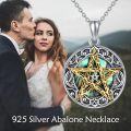 wholesale 925 Sterling Silver Abalone Shell Inlay Tri-Spiral Star Pendant Necklace for Women-0-4