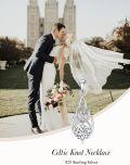 wholesale 925 Sterling Silver 14K Gold Plated Round Cut Moissanite Celtic Knot Pendant Necklace for Women-0-4