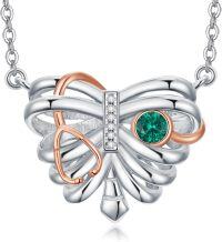 wholesale Sterling Silver 12 Birthstones Doctor Nurse Necklace Stethoscope Rib Cage Pendant Medical Skull Jewelry for Women-01-05-Rib Cage Stethoscope-May.