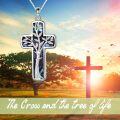 wholesale 925 Sterling Silver Tree of Life Abalone Shell Inlay Cross Pendant Necklace for Women Men Christmas Gift-0-5