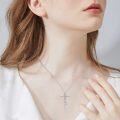wholesale 925 Sterling Silver Birthstone Faith Cross Pendant Necklace for Women Religious Jewelry Gifts-0-1