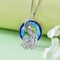 wholesale 925 Sterling Silver Rainbow Crystal Phoenix Pendant Necklace for Women Girls Mothers Day Gift-0-9